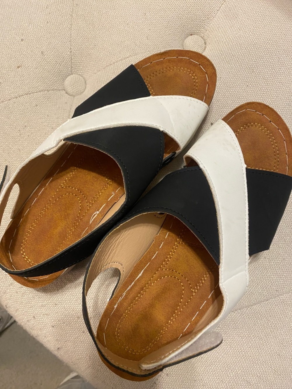 Women’s Two-Tone Black and White Slingback Sandals